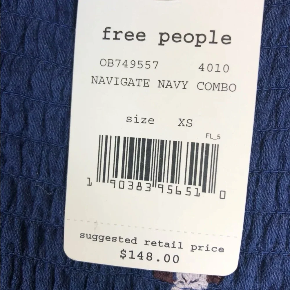 Free People, Women’s Embroidered Blue Mini Dress, Size Extra Small, Long Sleeves